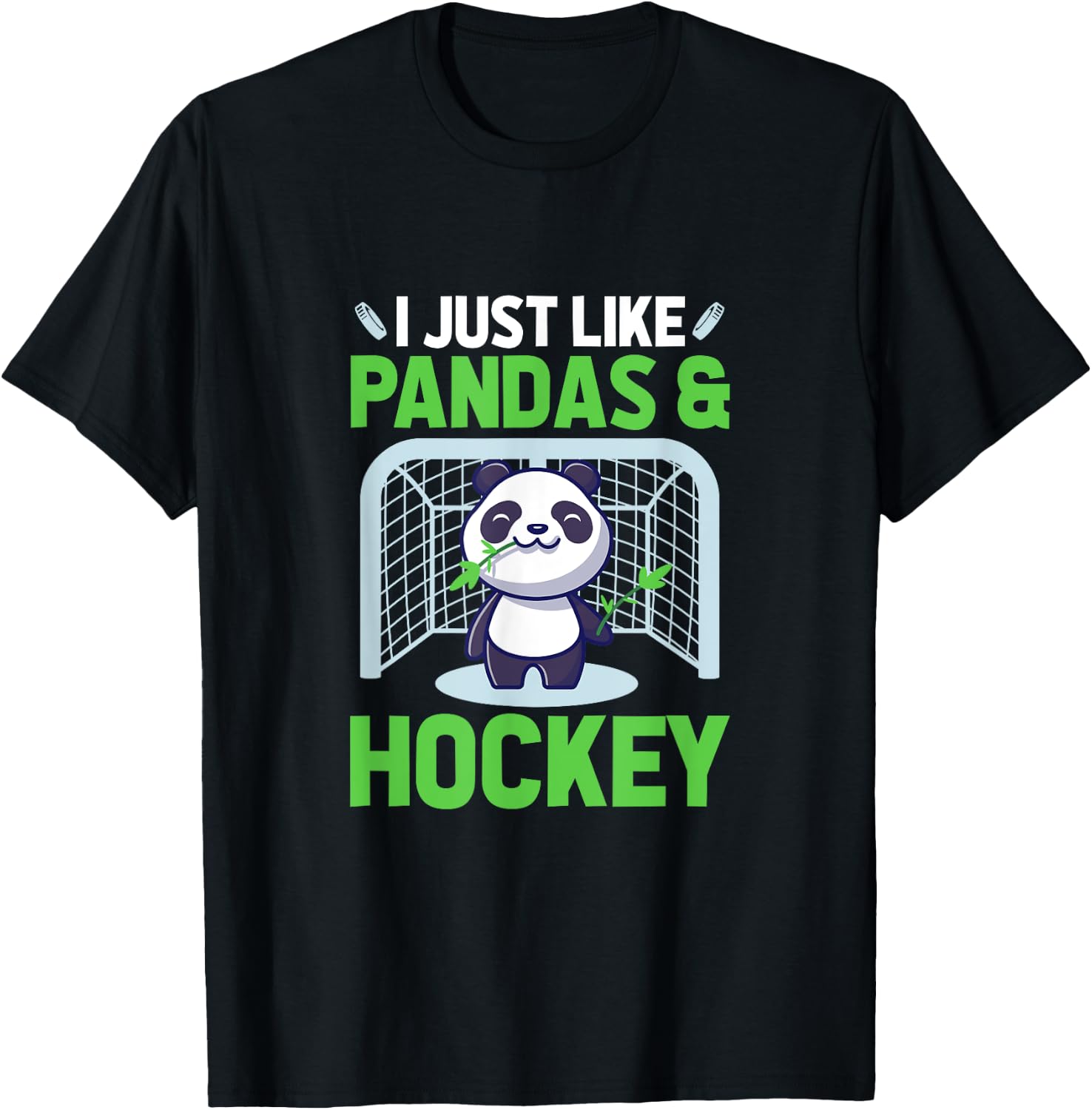Ice Hockey I Just Like Pandas & Hockey T-Shirt - T-Shirt | Black