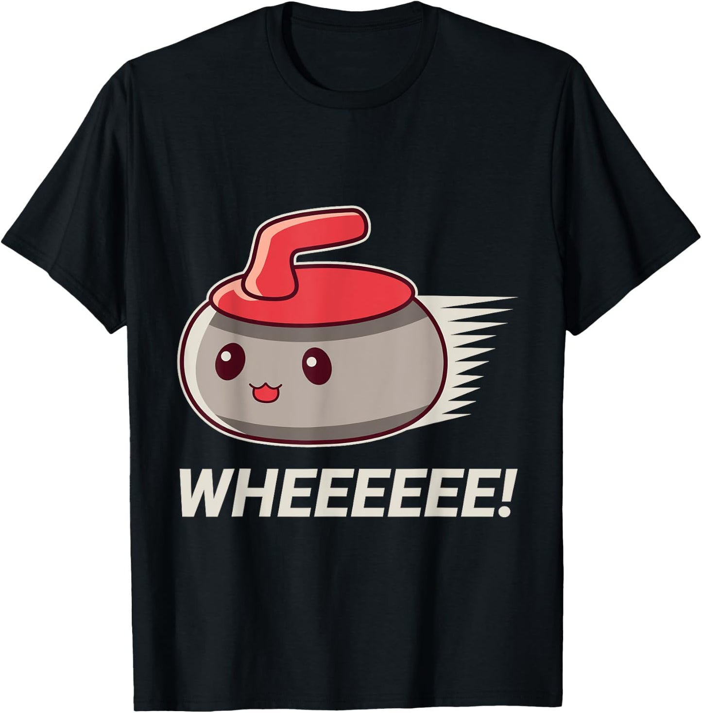 Cute Kawaii Curling Stone - Funny Hair Roller T-Shirt - T-Shirt | Black