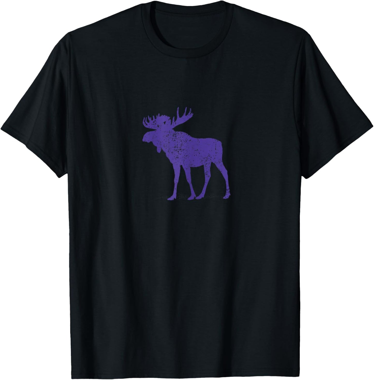 Moose - Retro Style Purple Moose T-Shirt - T-Shirt | Black