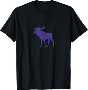 Moose - Retro Style Purple Moose T-Shirt - T-Shirt | Black
