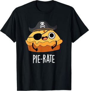 Pie-rate Funny Pie Pun T-Shirt - T-Shirt | Black