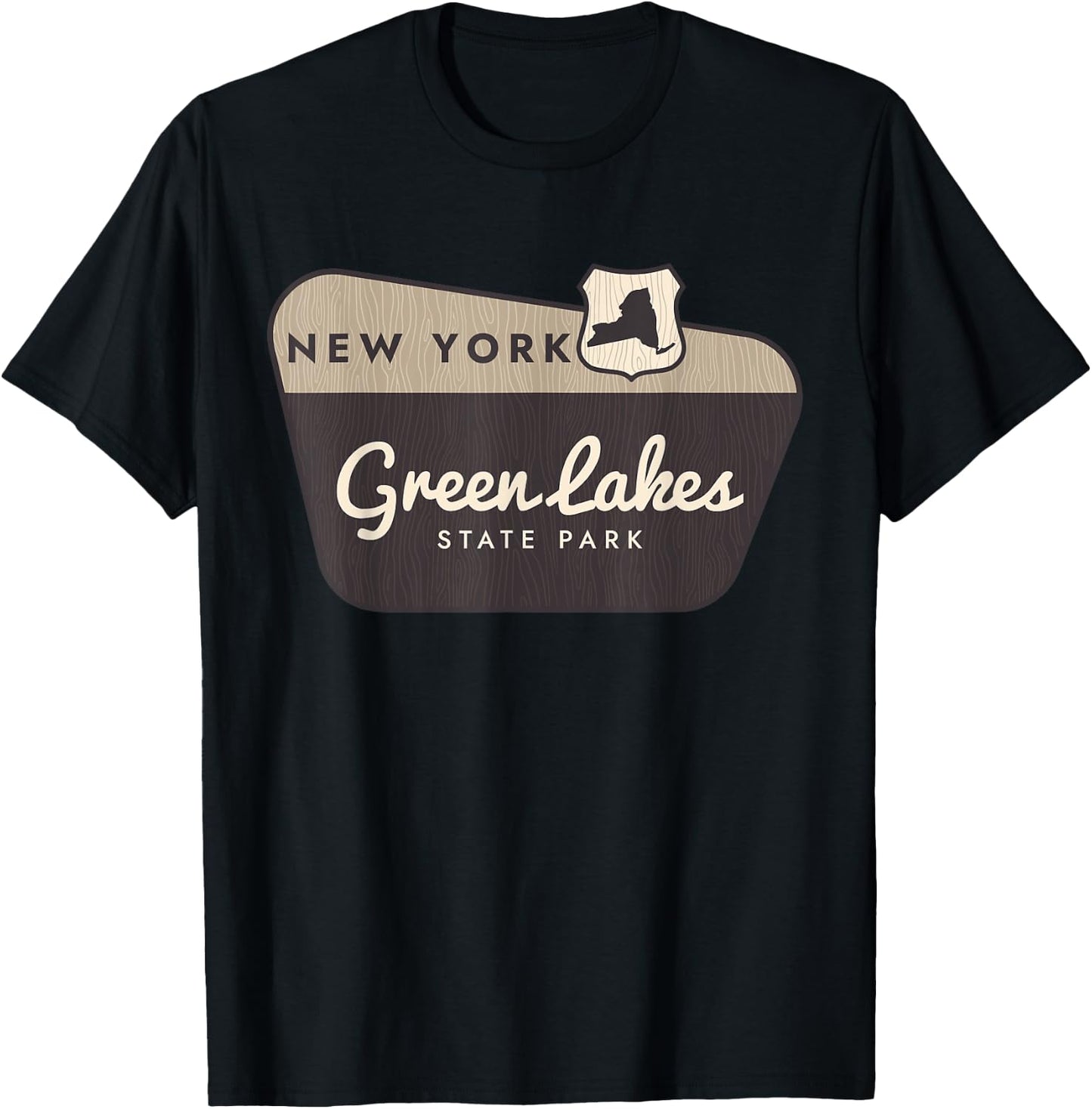 Green Lakes State Park New York Welcome Sign Vacation T-Shirt - T-Shirt | Black