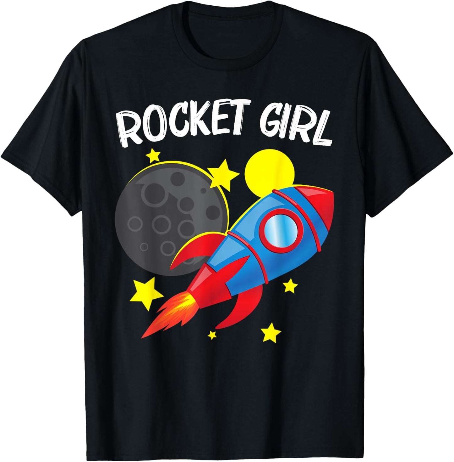 Cool Rocket For Girls Kids Rockets Space Ship Spacecraft T-Shirt - T-Shirt | Black