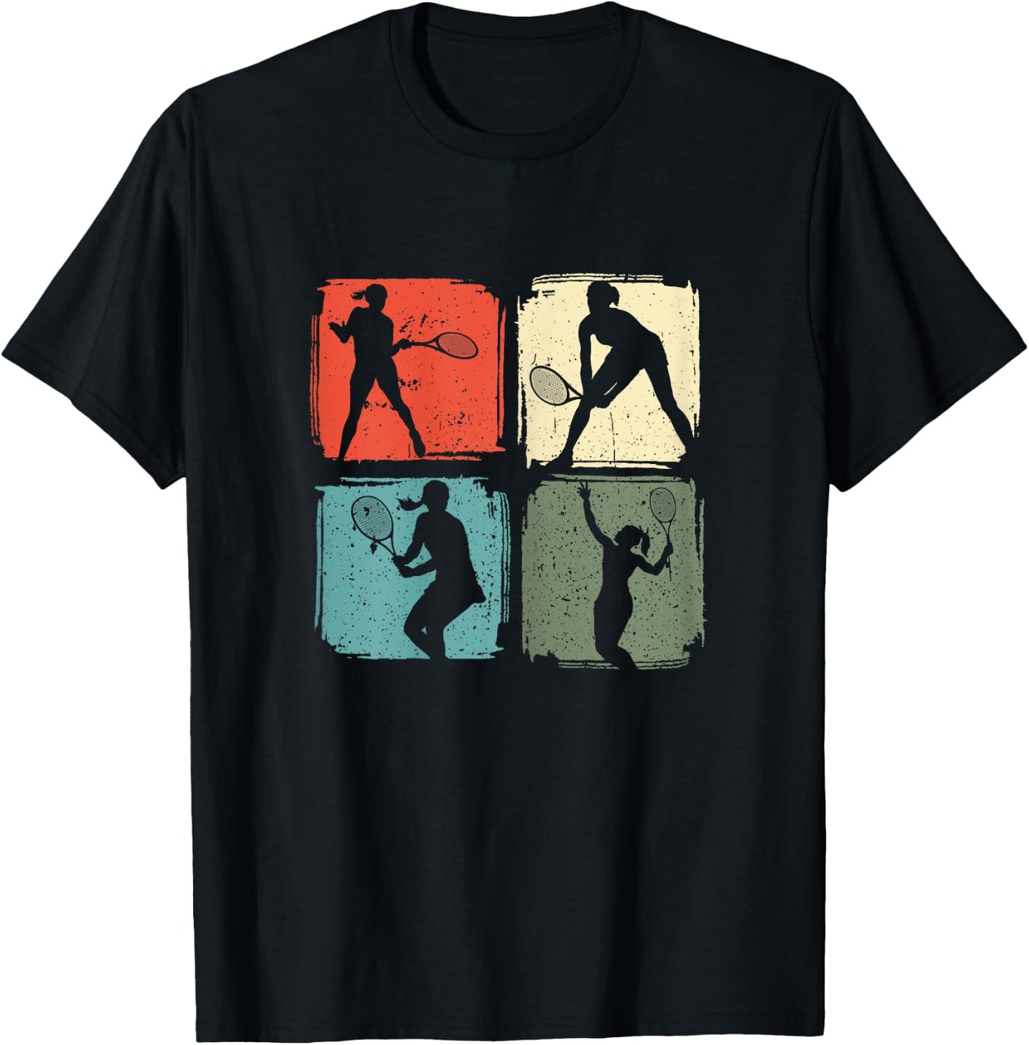Tennis Play Funny Retro Tennis Player Woman Girls T-Shirt - T-Shirt | Black