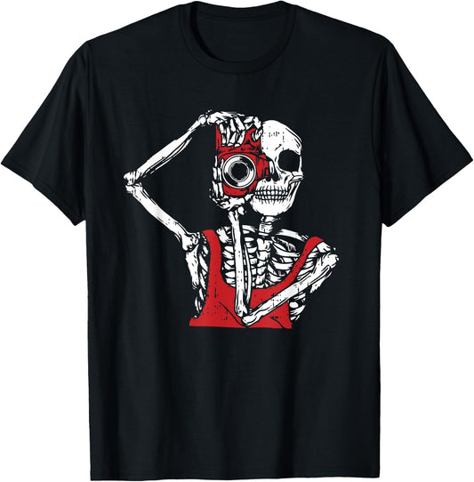 Bone Photographer Halloween Costume Skeleton Lover T-Shirt - T-Shirt | Black