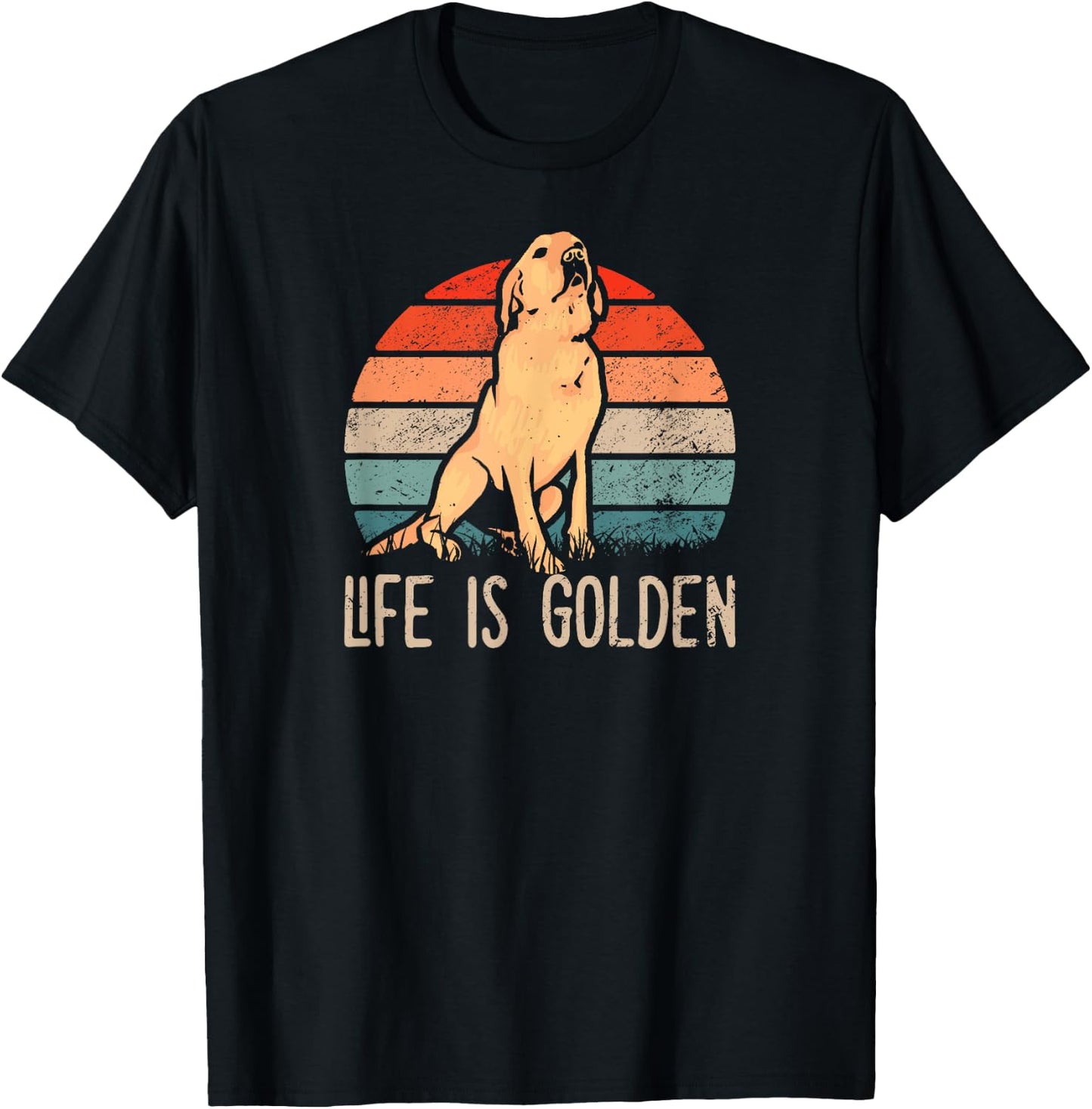 Retriever Dog in vintage style - Life Is Golden Dog Women Girls Kids T-Shirt - T-Shirt | Black