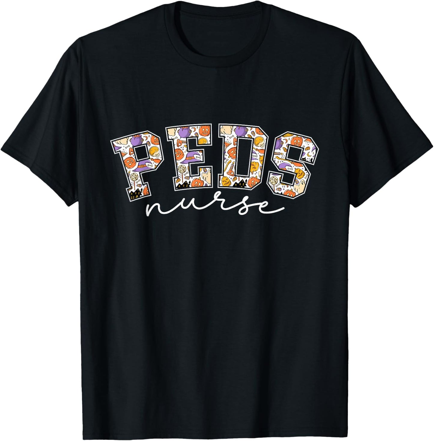 Peds Nurse Halloween Pediatric Rn Fall Autumn Hospital Party T-Shirt - T-Shirt | Black