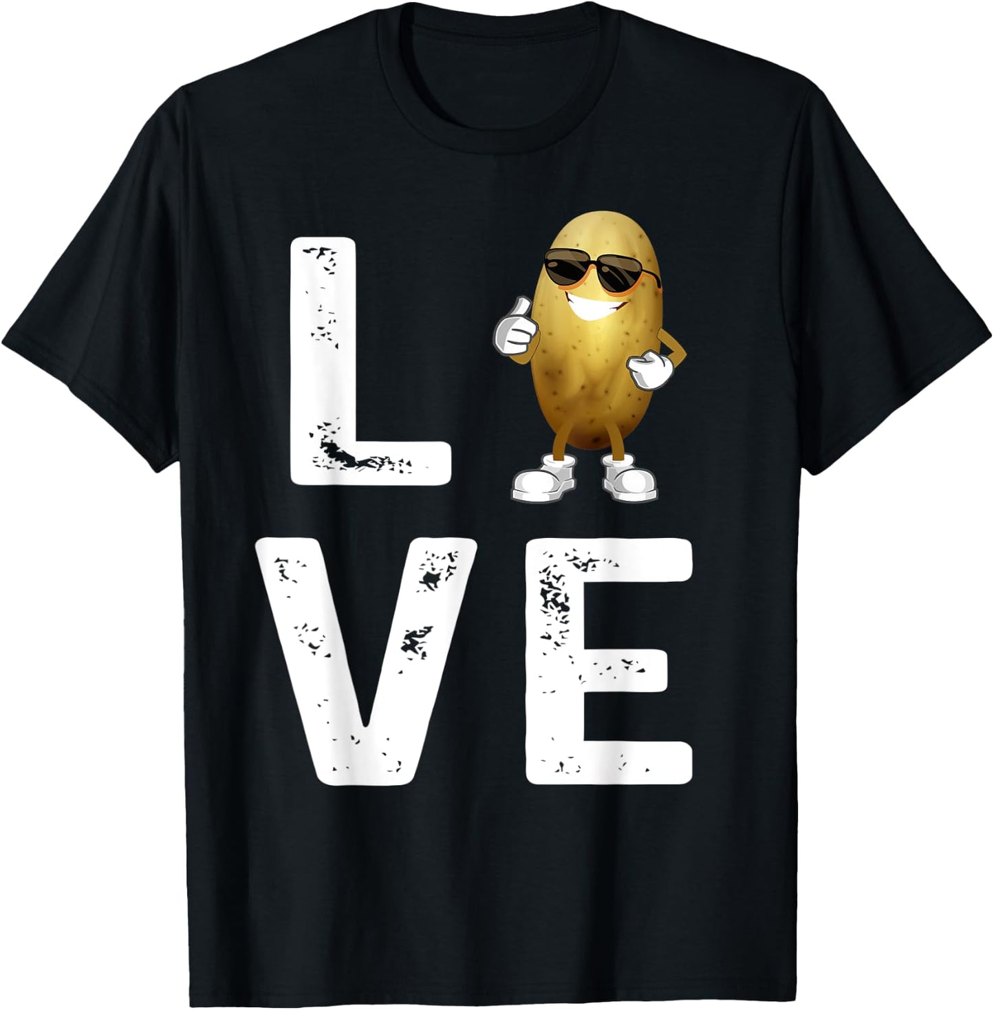 I Love Potatoes Vegetable Funny Potato In Sunglusses T-Shirt - T-Shirt | Black
