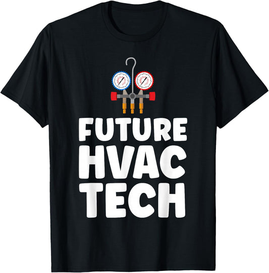 HVAC Technician Tech Vintage Future Hvac Tech T-Shirt - T-Shirt | Black