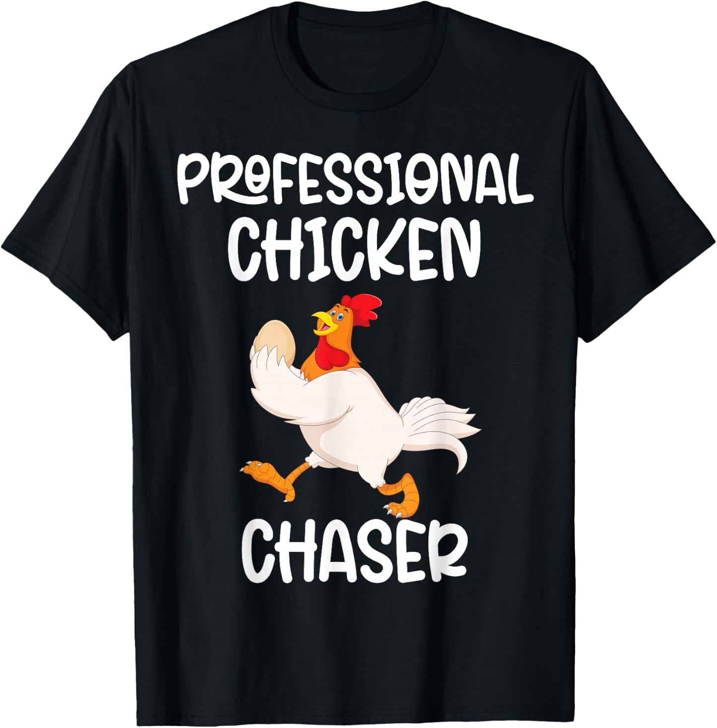 Professional Chicken Chaser Funny Farm Farmer Kids Running T-Shirt - T-Shirt | Black