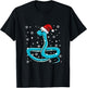 Snake Santa Hat Christmas Pajama Cute Animal Snowflakes Xmas T-Shirt - T-Shirt | Black