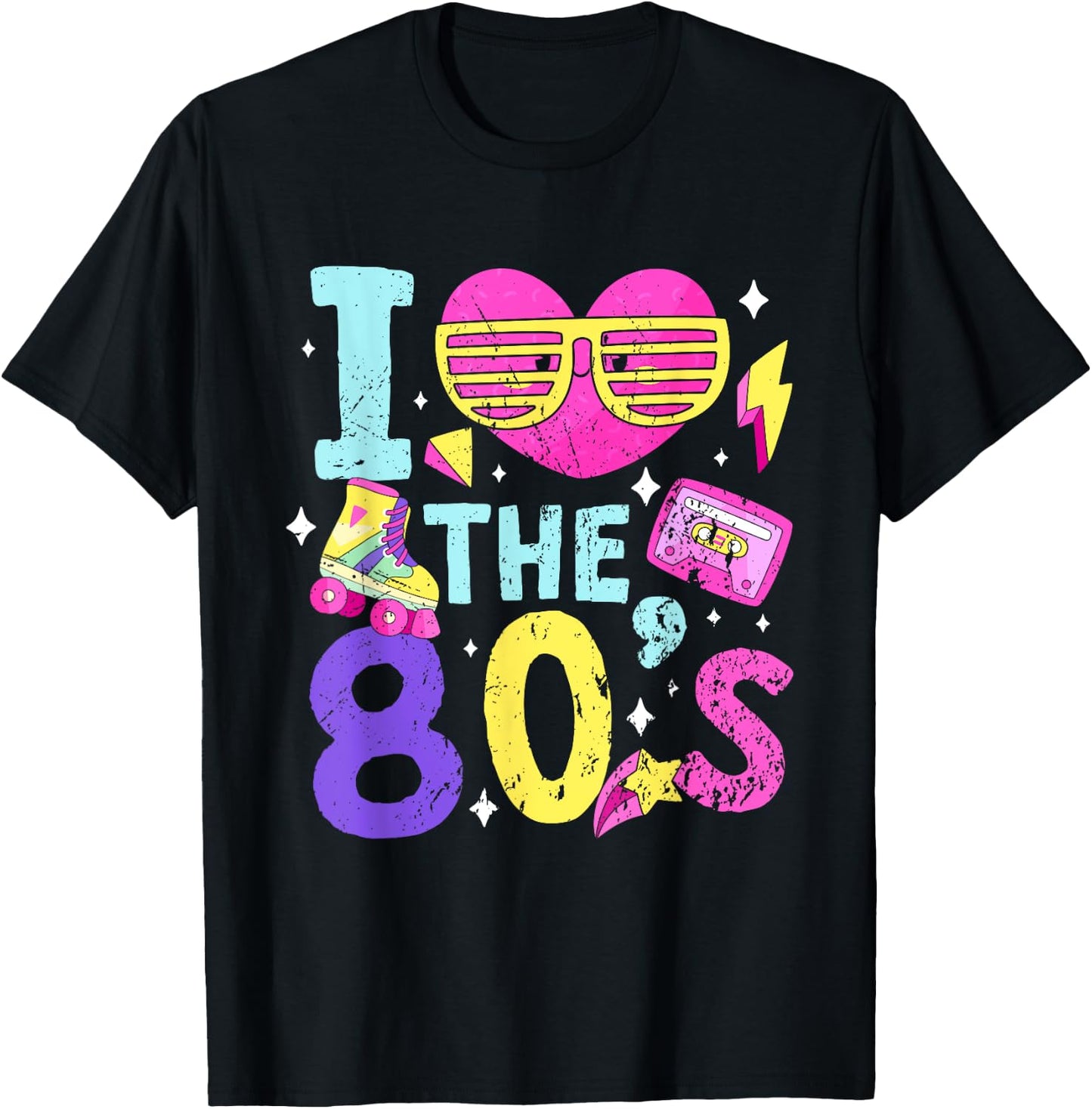 Retro 1980s Party Costume i Love The 80s T-Shirt - T-Shirt | Black