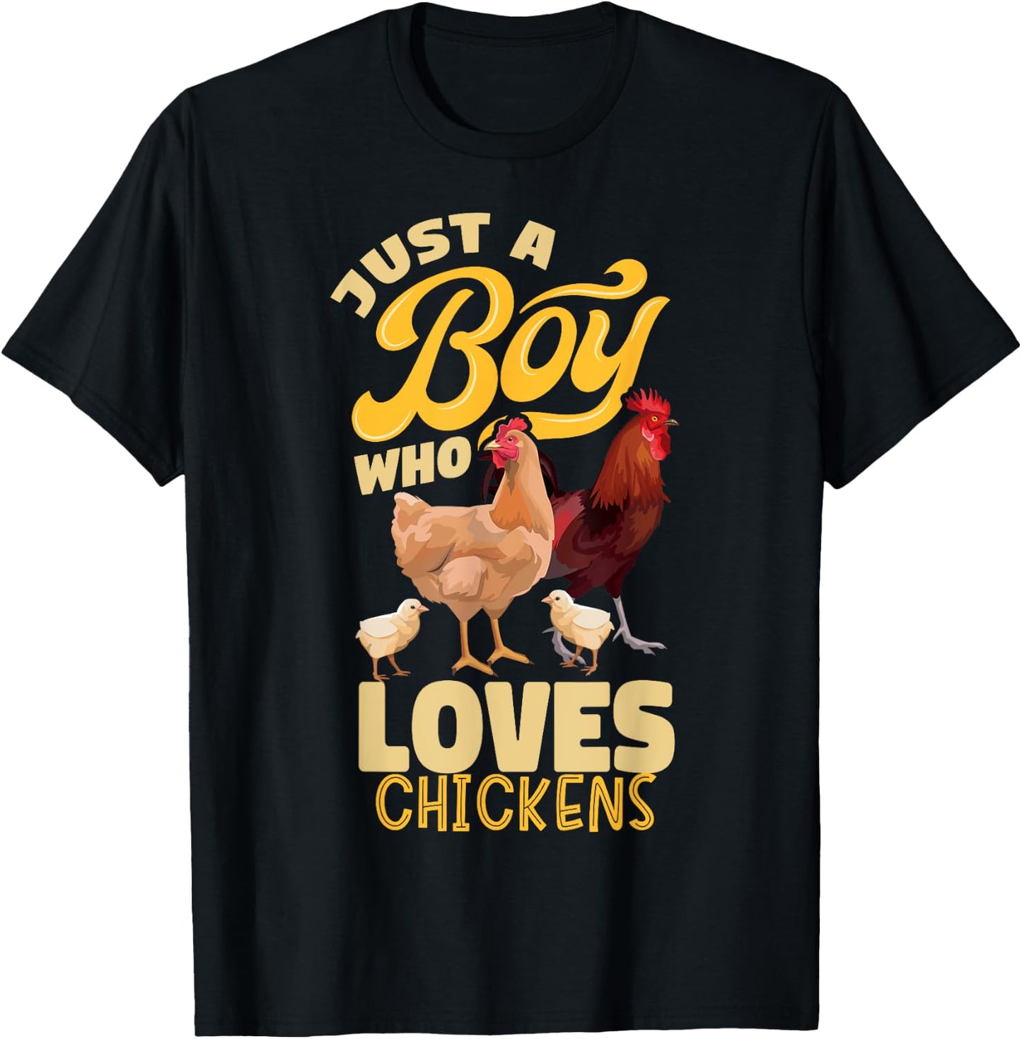 Just a Boy Who Loves Chickens Boys Country Farming Farm T-Shirt - T-Shirt | Black