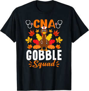 CNA Gobble Squad Shirt Funny Nurse Turkey Thanksgiving T-Shirt - T-Shirt | Black