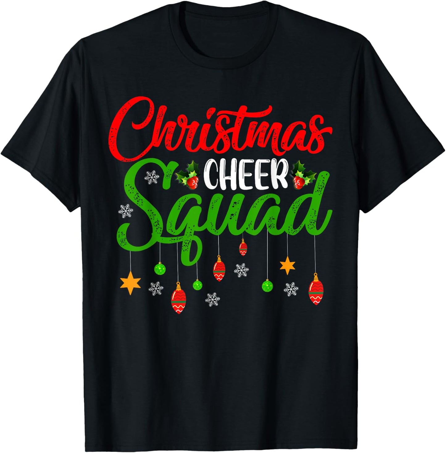 Cheerleading Sports Lover Christmas Cheer Squad T-Shirt - T-Shirt | Black