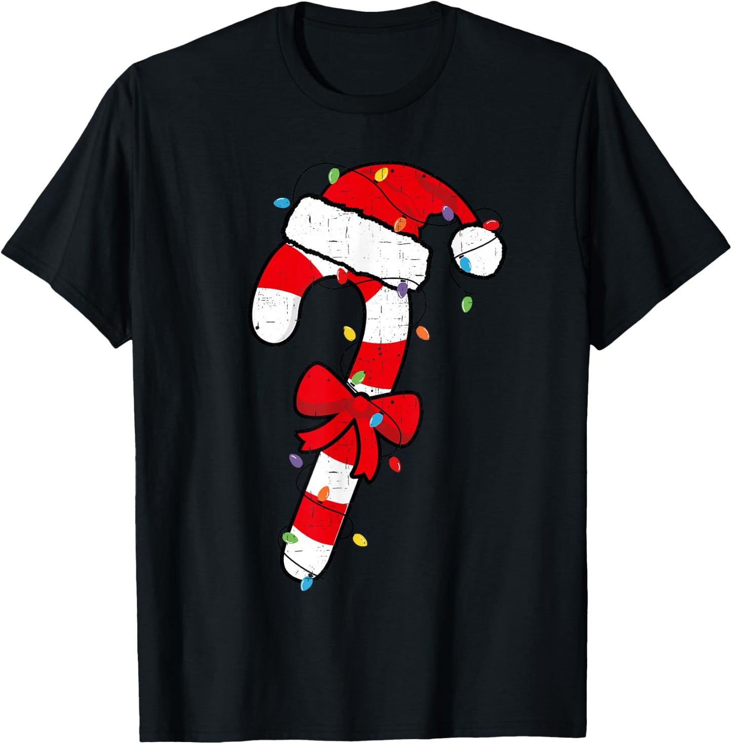 Christmas Candy Cane Santa Xmas Kids Toddler Youth Women Men T-Shirt - T-Shirt | Black