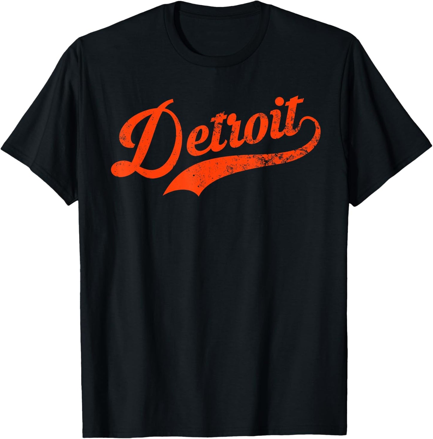 Retro Detroit Baseball City Distressed T-Shirt - T-Shirt | Black