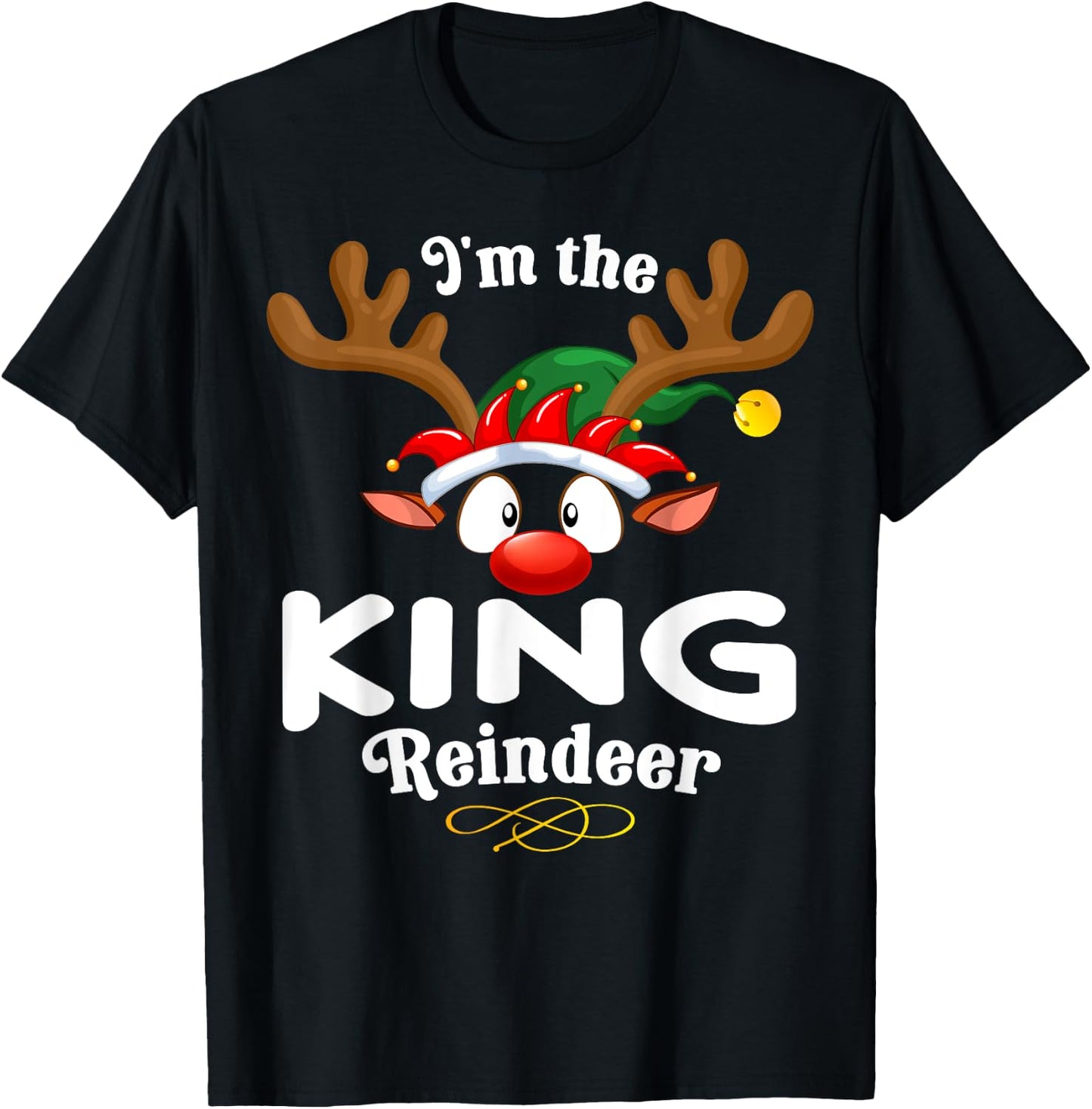 Christmas PJS King XMas Reindeer Matching T-Shirt - T-Shirt | Black