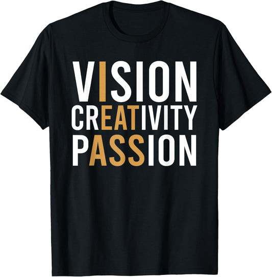 Vision Creativity Passion Black Funny Lace Cotton Polyester Blend Women's -Adults Regular Fit Short Sleeve T-Shirt - T-Shirt | Black