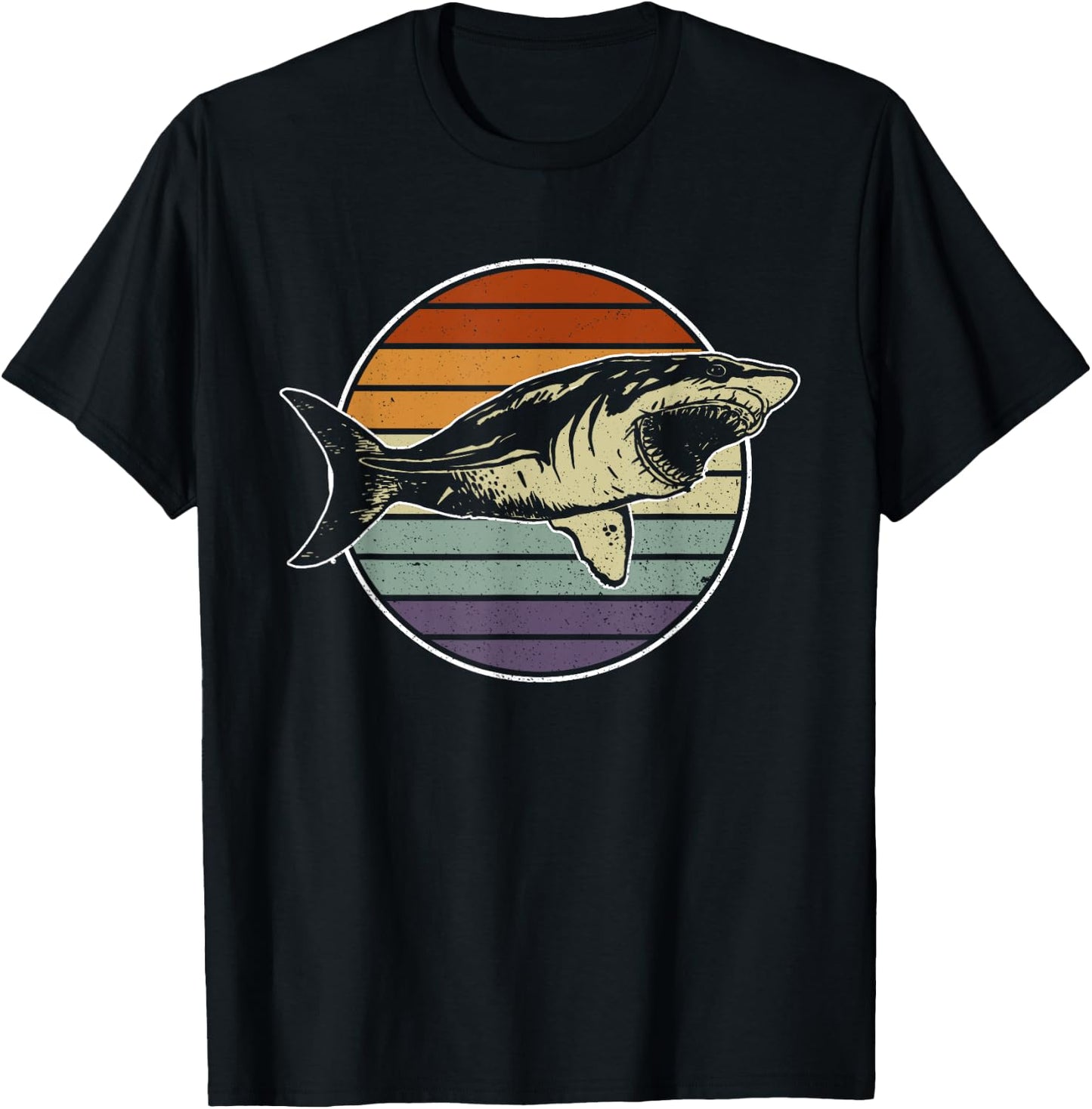Retro Megalodon Tooth Shark Lover T-Shirt - T-Shirt | Black