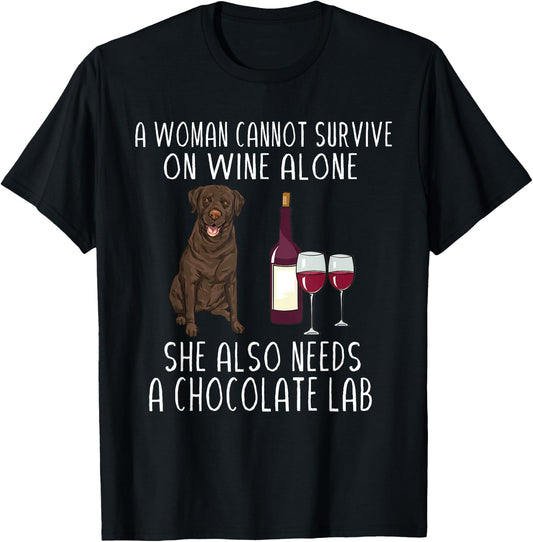 Chocolate Labrador Retriever Dog Wine Chocolate Lab Women T-Shirt - T-Shirt | Black