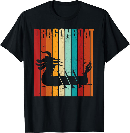 Dragon boat racing dragon boat retro paddling design T-Shirt - T-Shirt | Black