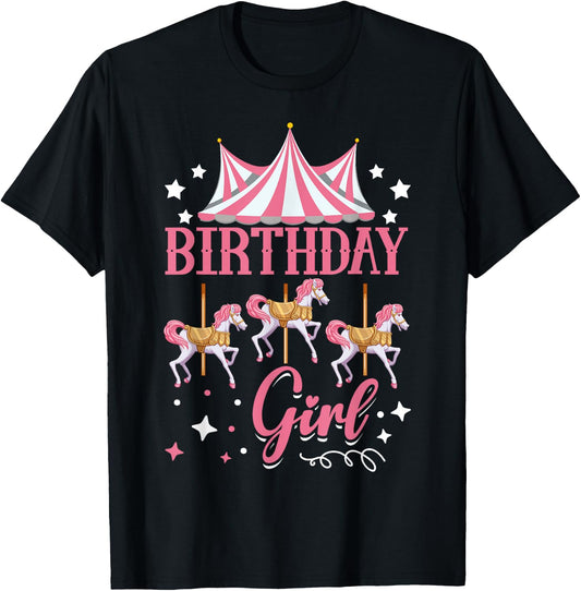 Carousel Birthday Party Birthday Girl T-Shirt - T-Shirt | Black