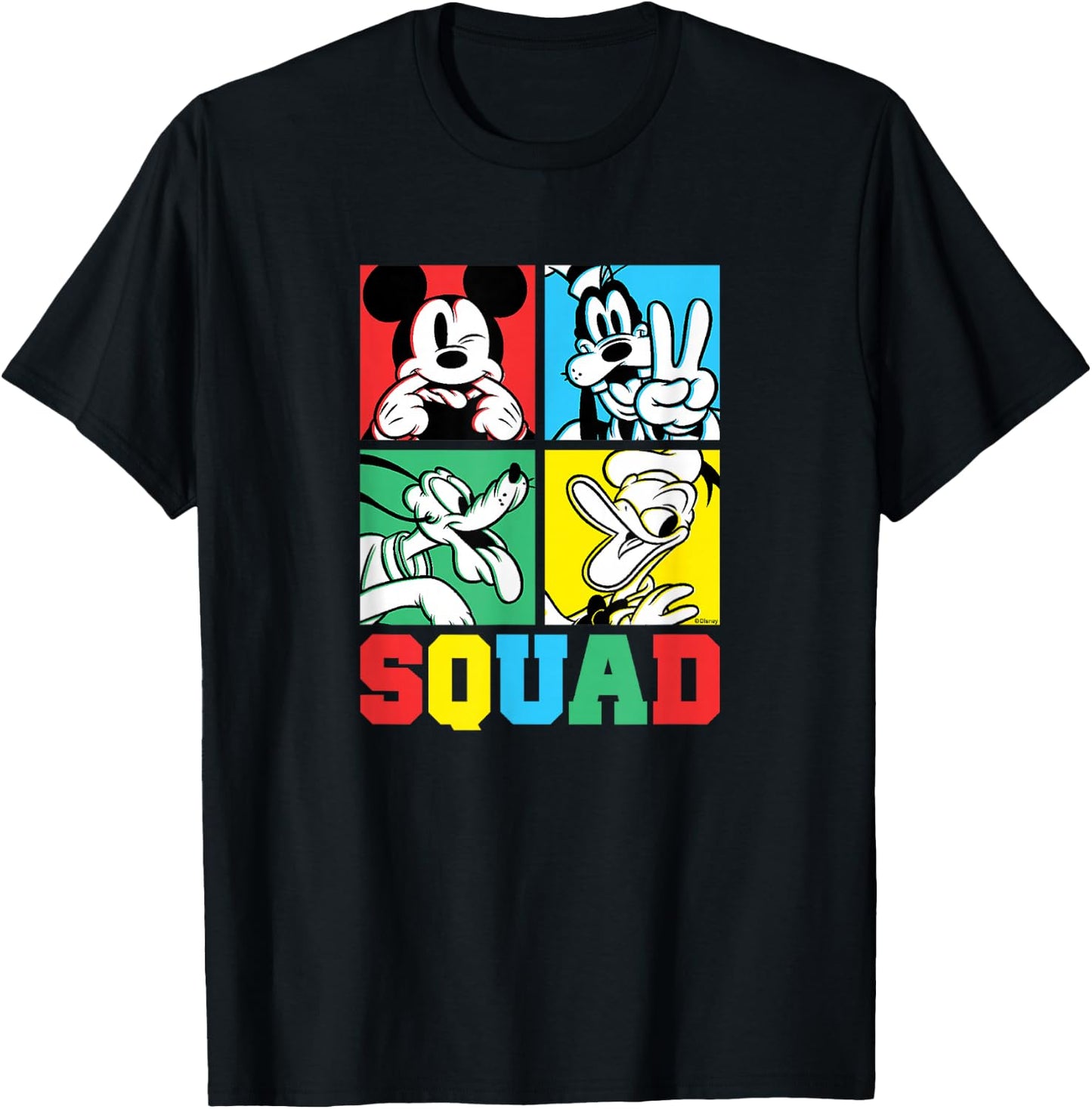 Disney - Mickey, Goofy, Donald, Pluto Squad Grid T-Shirt - T-Shirt | Black