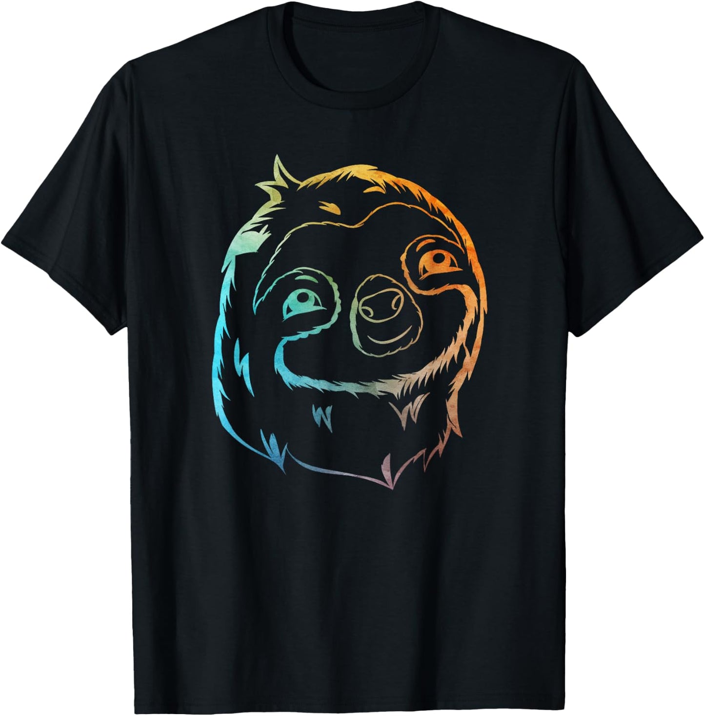 Sloth Art Funny Animal Arboreal Lover Outfit Men Women Kids T-Shirt - T-Shirt | Black