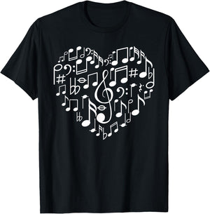 Cool Music Note Art Women Music Musical Note Lover Small T-Shirt - T-Shirt | Black