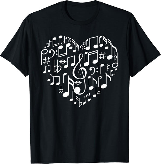 Cool Music Note Art Women Music Musical Note Lover Small T-Shirt - T-Shirt | Black