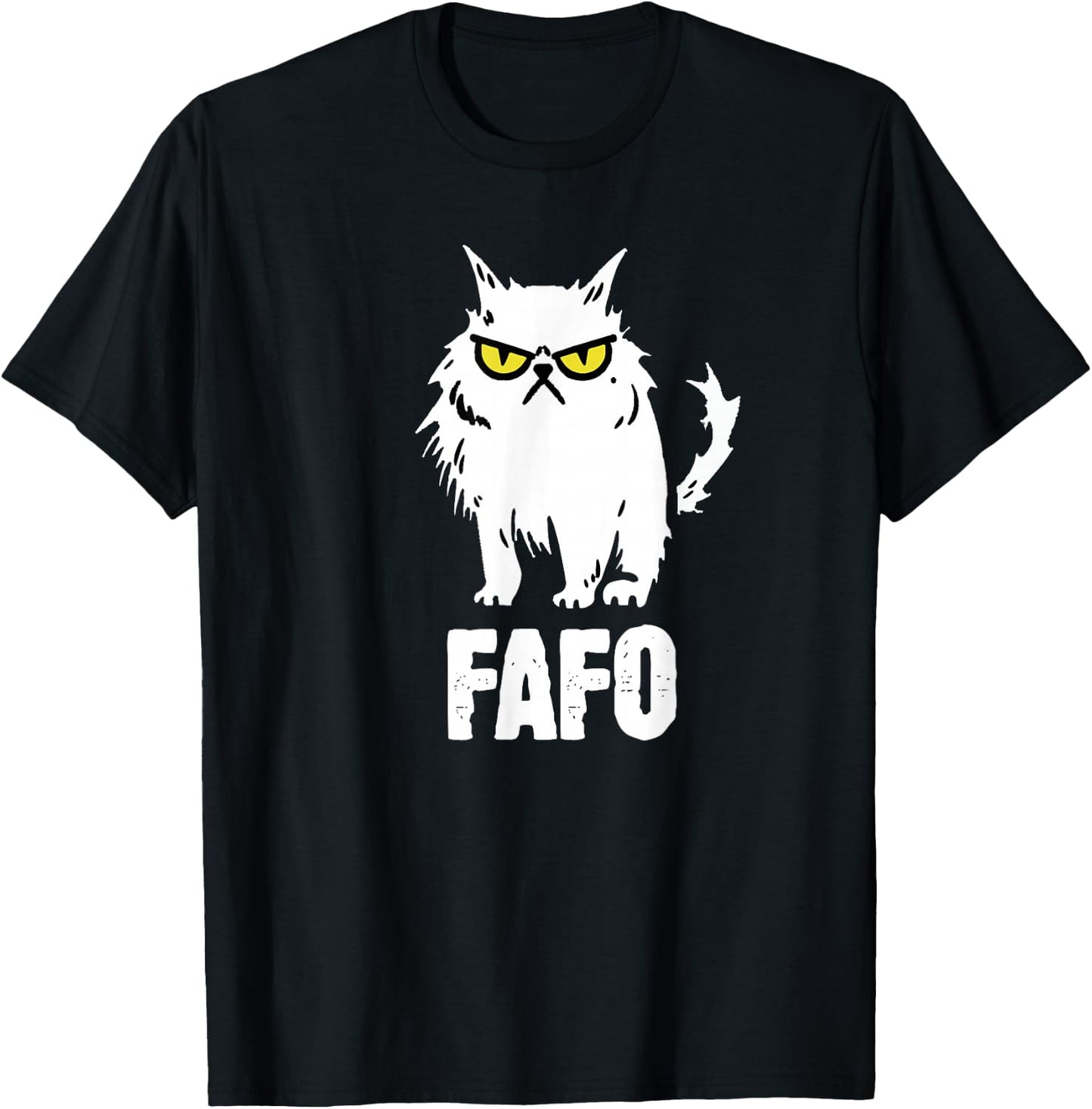 Funny Cat Designs -Adults FAFO Cat - Black - Small - Short Sleeve - - Classic Fit - All Seasons T-Shirt - T-Shirt | Black