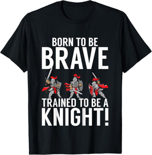 Kids Born to be Brave trained to be a Knight T-Shirt - T-Shirt | Black