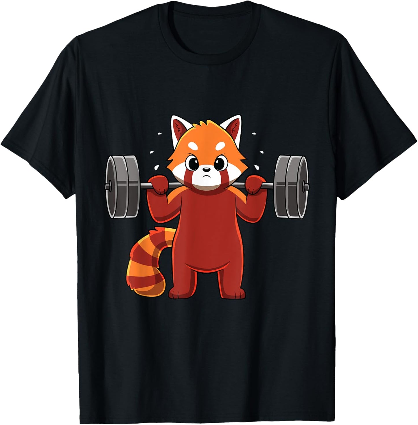 Kawaii Red Panda Weightlifting Funny Fitness Gym T-Shirt - T-Shirt | Black