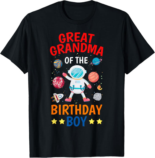 Great Grandma Of The Birthday Boy Space Planet Theme Bday T-Shirt - T-Shirt | Black