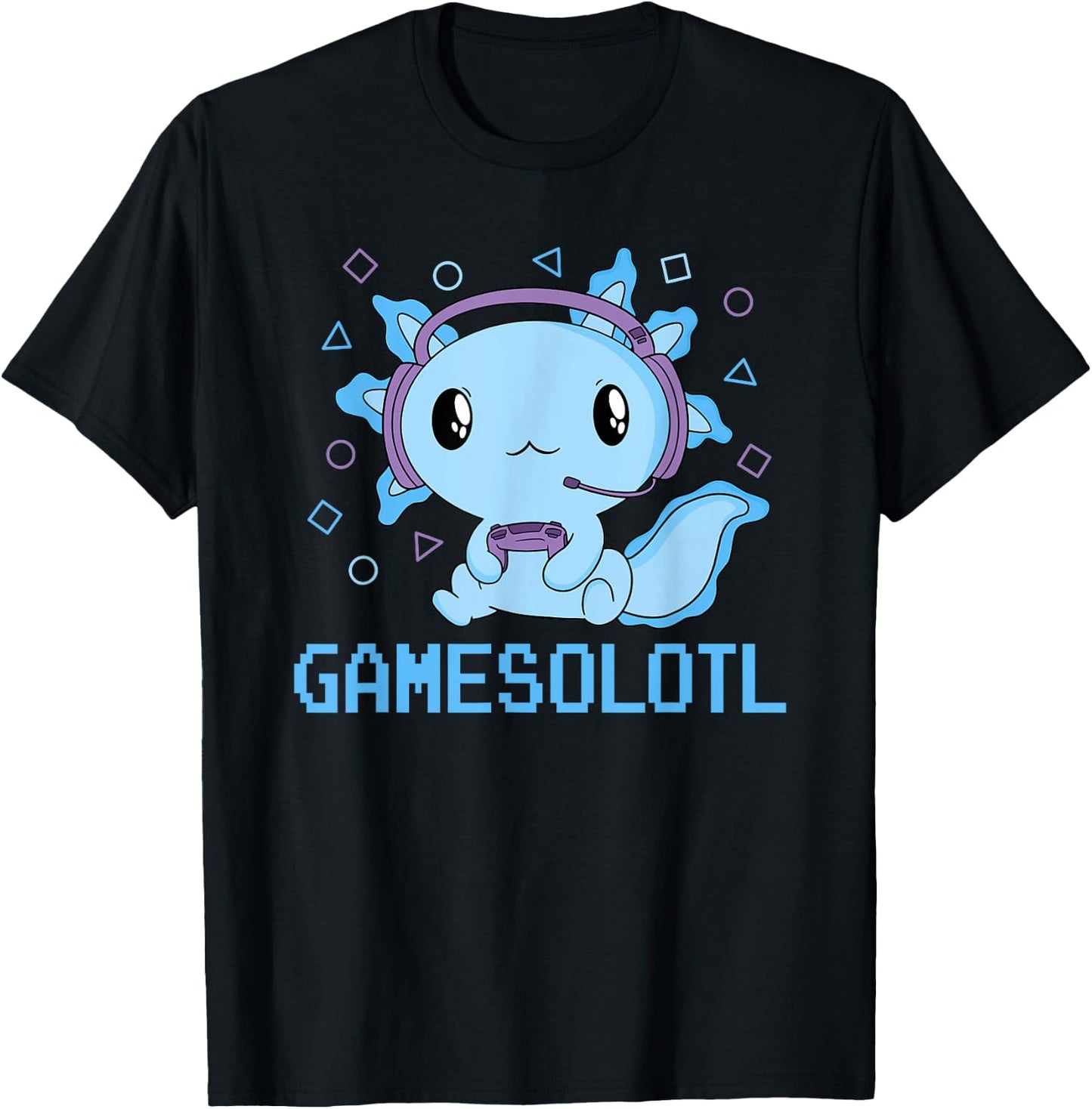 Funny Gamesolotl Kawaii Gaming Axolotl Video Gamer Boys Kids T-Shirt - T-Shirt | Black