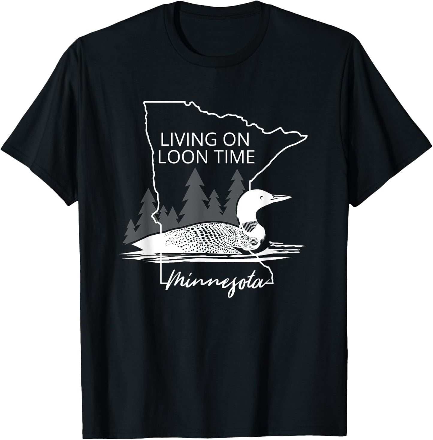 Living On Loon Time Minnesota State Bird Common Loon T-Shirt - T-Shirt | Black