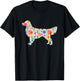 Golden Retriever watercolor flowers design T-Shirt - T-Shirt | Black