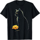 Cat Artwork - Flowers Art Cat Motif Animal Cat T-Shirt - T-Shirt | Black