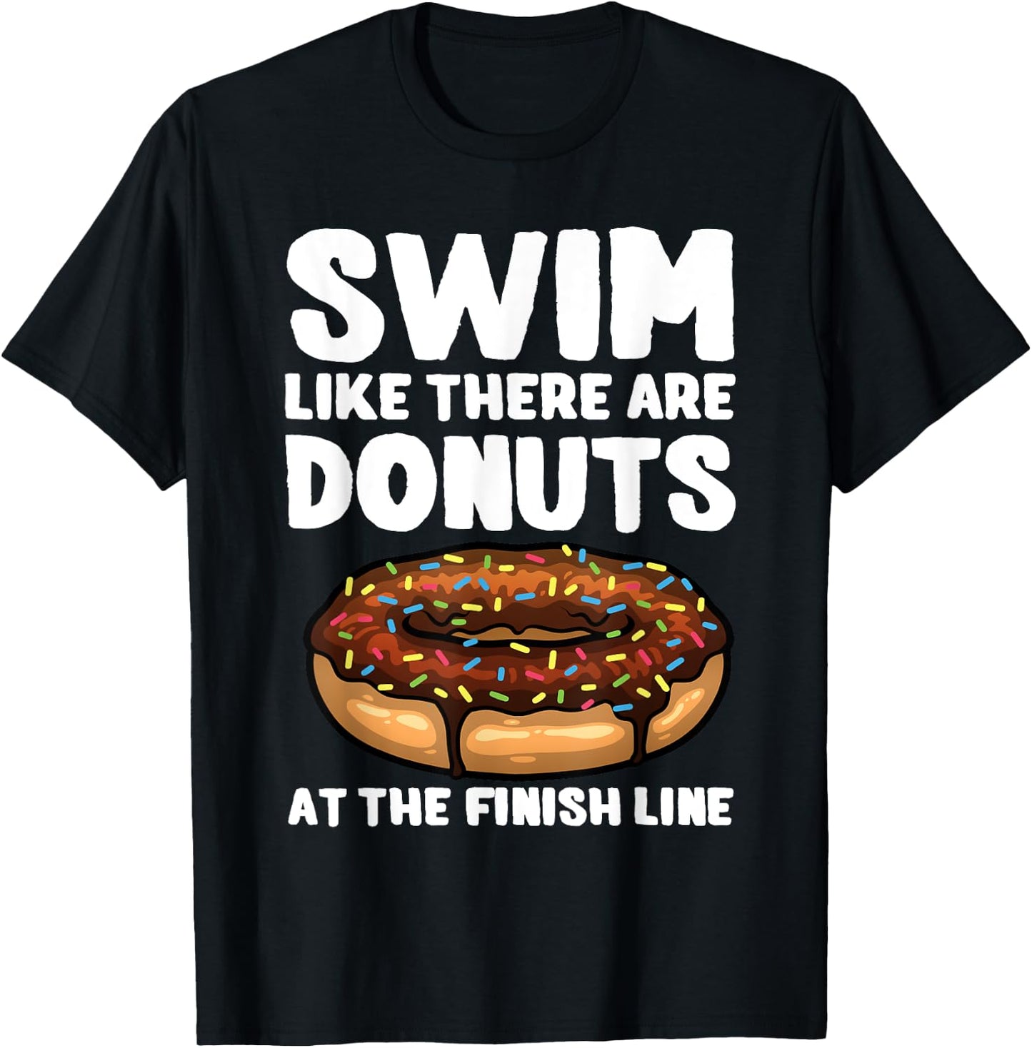 Funny Swimming Donut Design Men Women Swimmer Sports Athlete T-Shirt - T-Shirt | Black