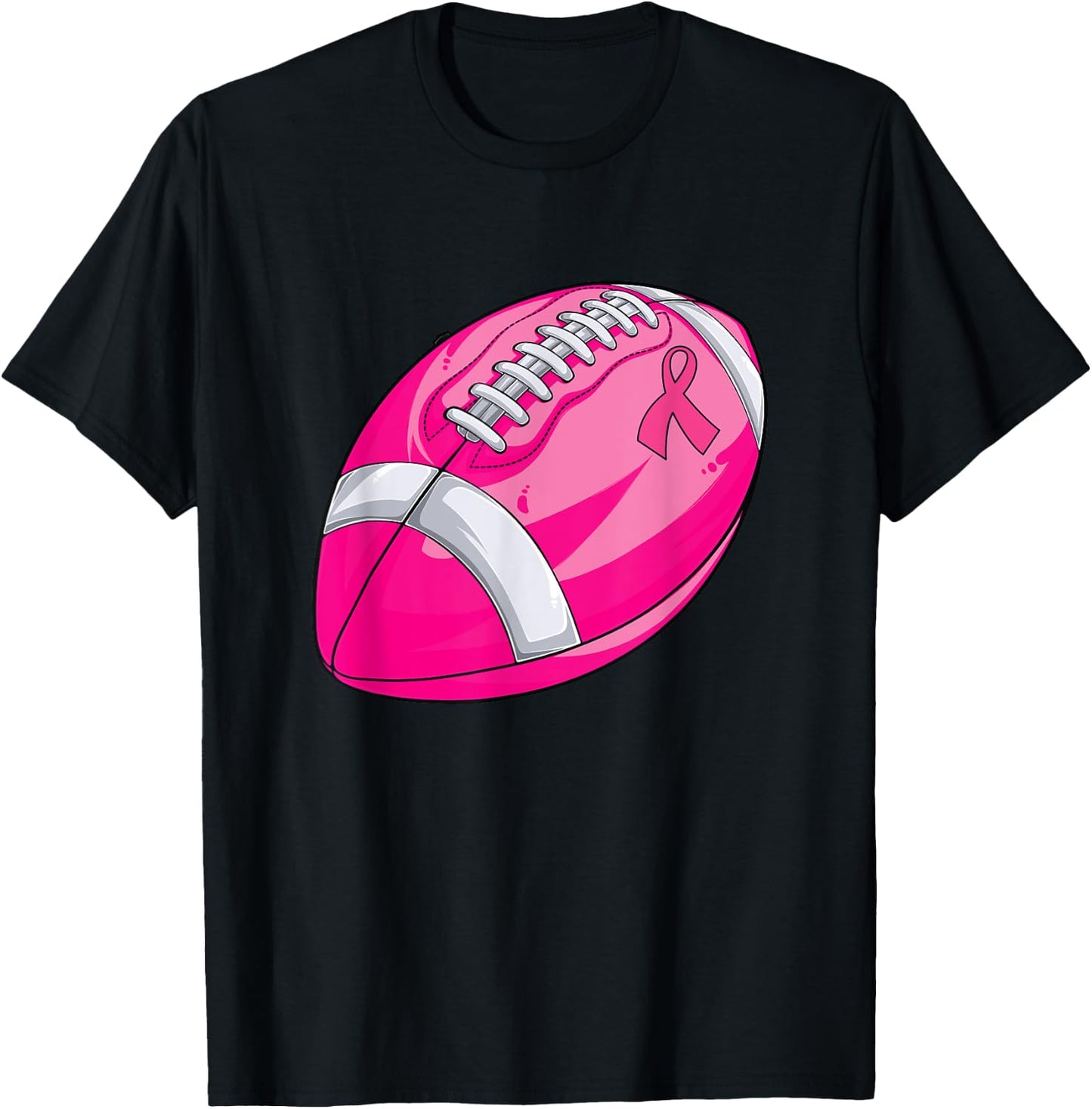 In October We Wear Pink Football Breast Cancer Awareness T-Shirt - T-Shirt | Black