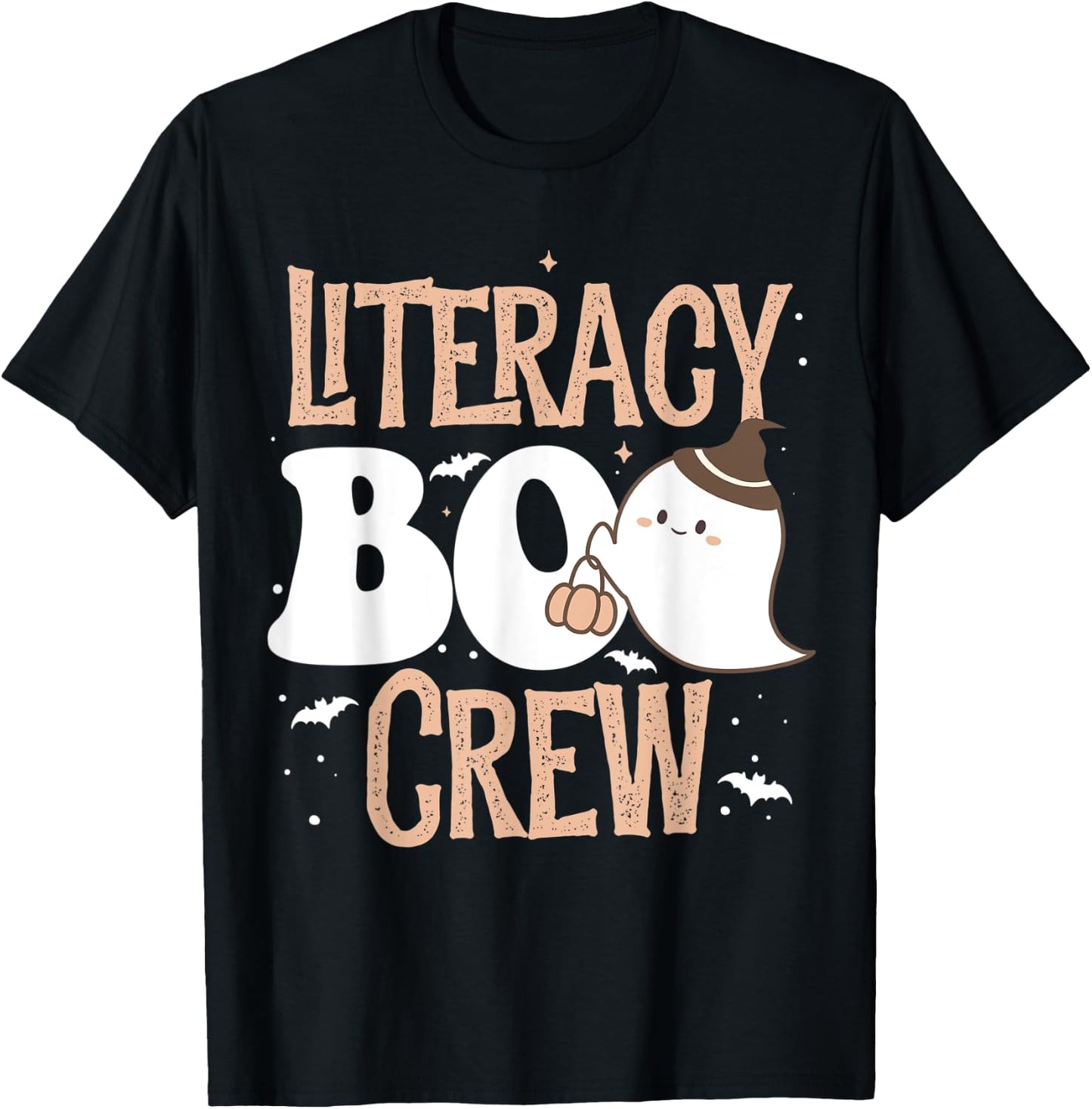 Funny Cute Halloween Literacy BOO Crew Costume Teacher Men Women Kids T-Shirt - T-Shirt | Black