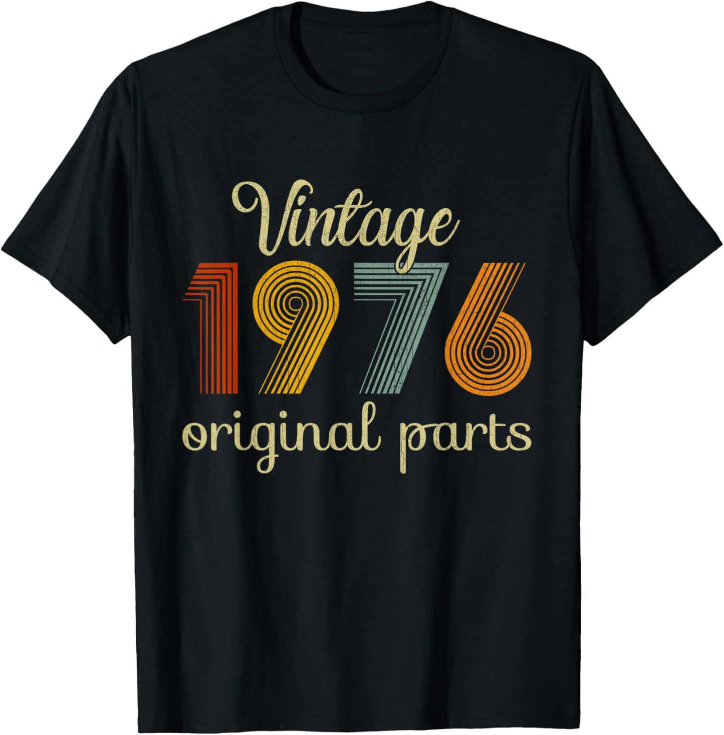 Vintage 1976 Original Parts 49 Years Old 49th Birthday Retro T-Shirt - T-Shirt | Black