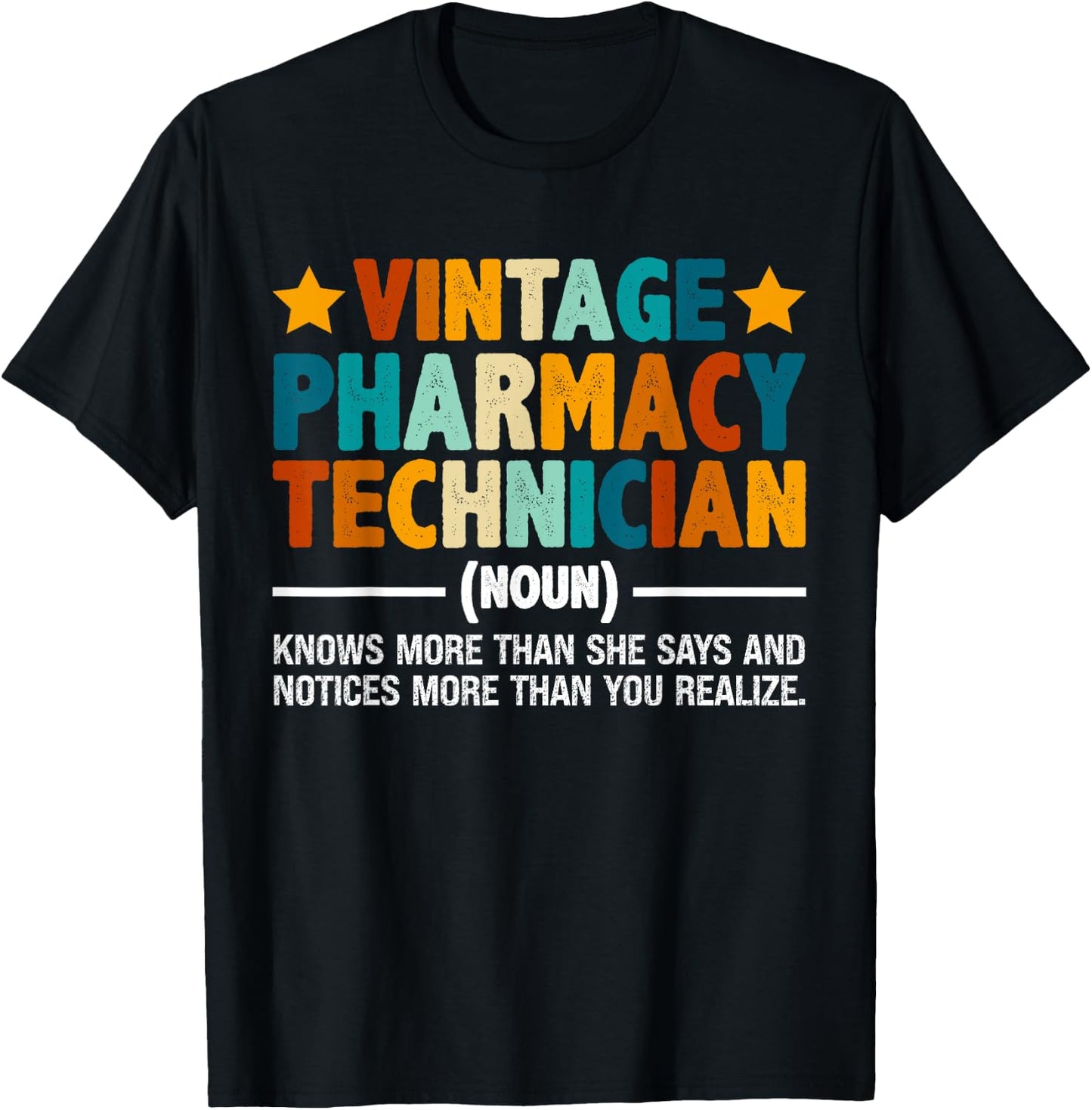 Vintage Pharmacy Technician Funny Pharmacist Tech Definition T-Shirt - T-Shirt | Black