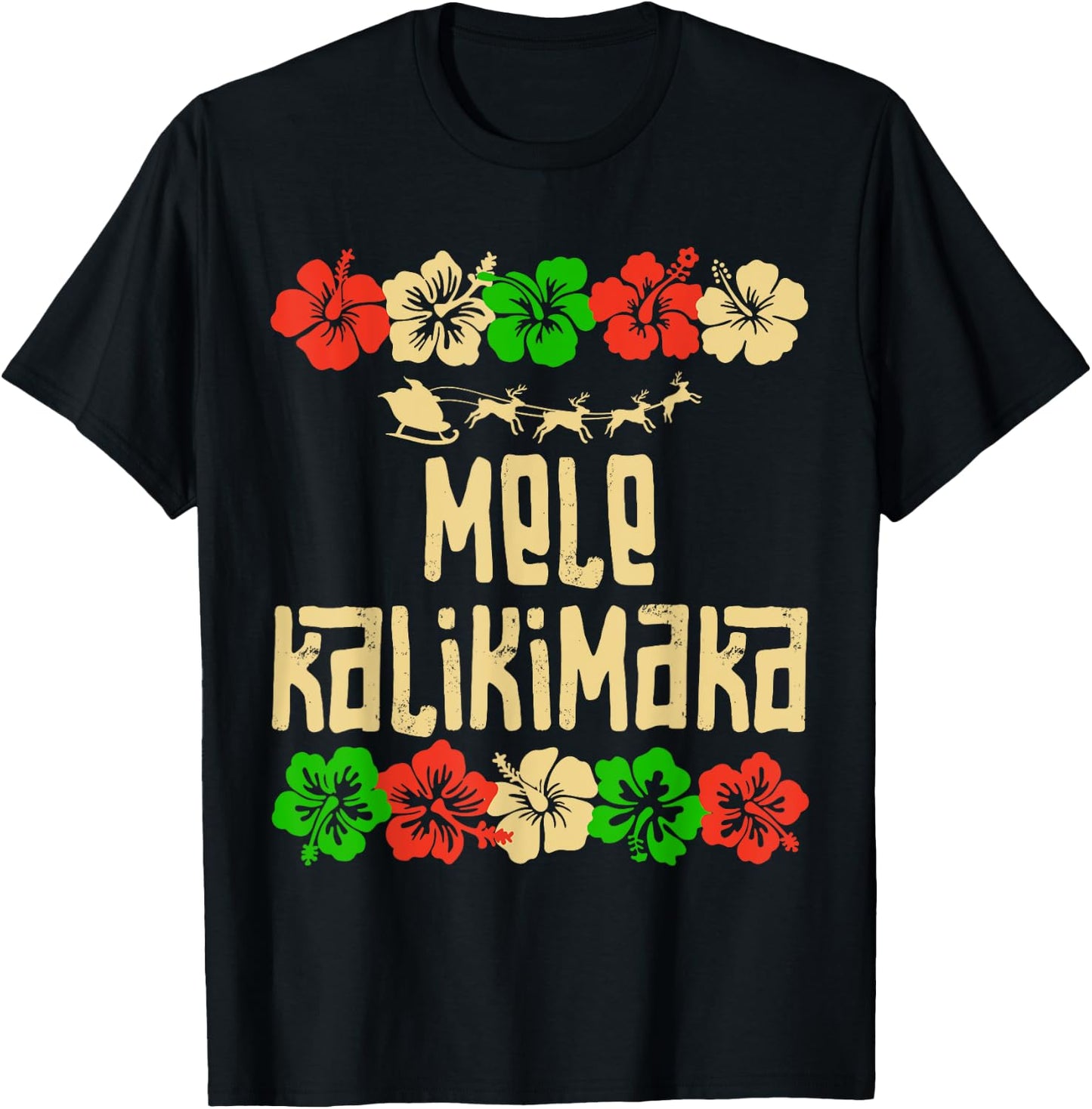 Mele Kalikimaka Hawaii Christmas Santa Beach Men Women Kids T-Shirt - T-Shirt | Black