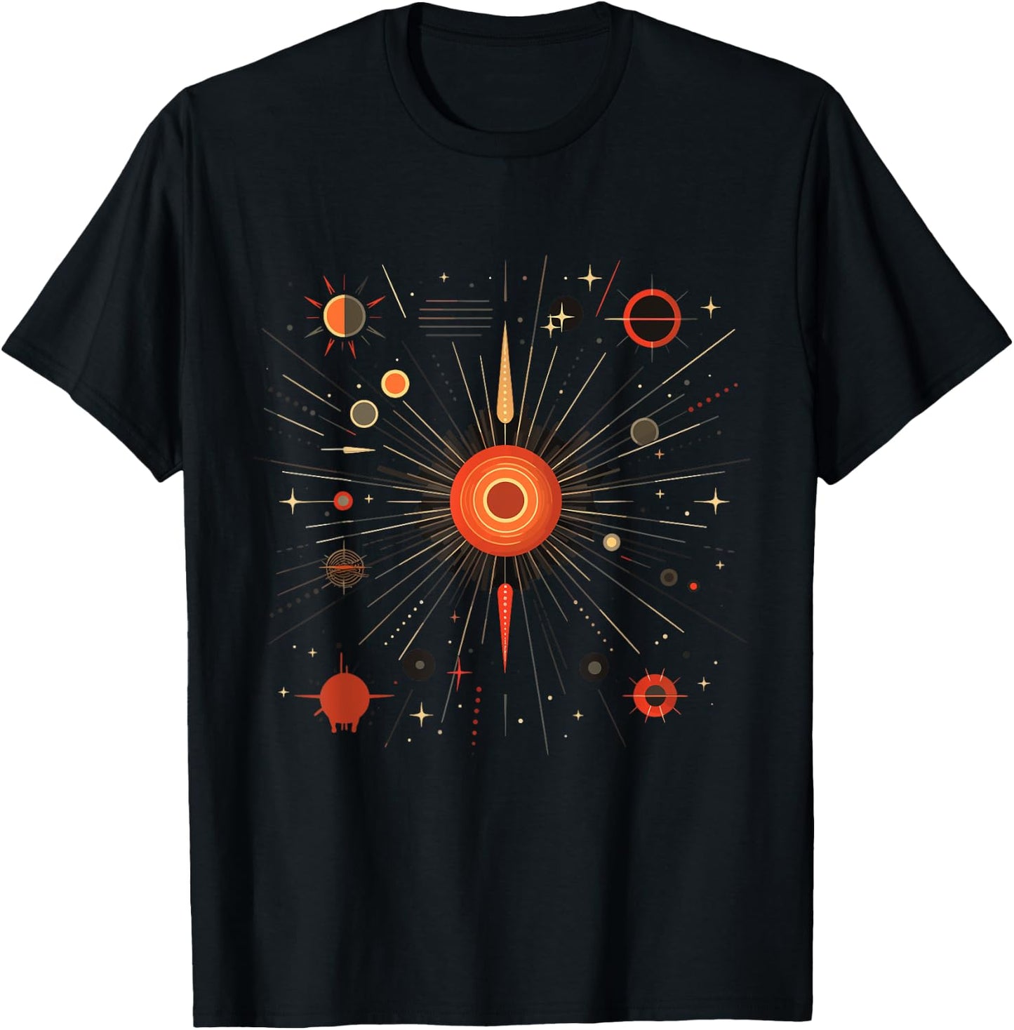 Retro Space Age Atomic Age Sputnik Mid Century Modern T-Shirt - T-Shirt | Black
