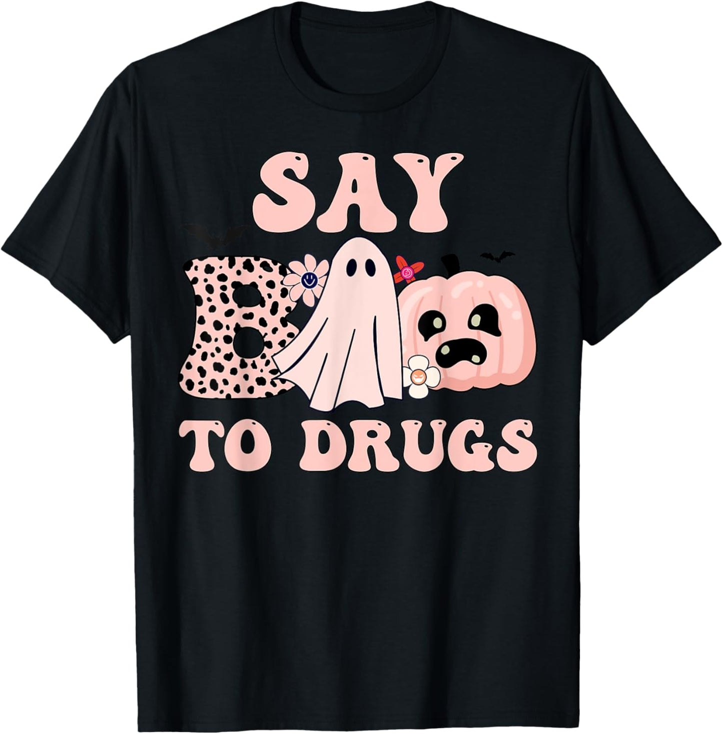 Say Boo To Drugs Halloween Funny Red Ribbon Week Awareness T-Shirt - T-Shirt | Black