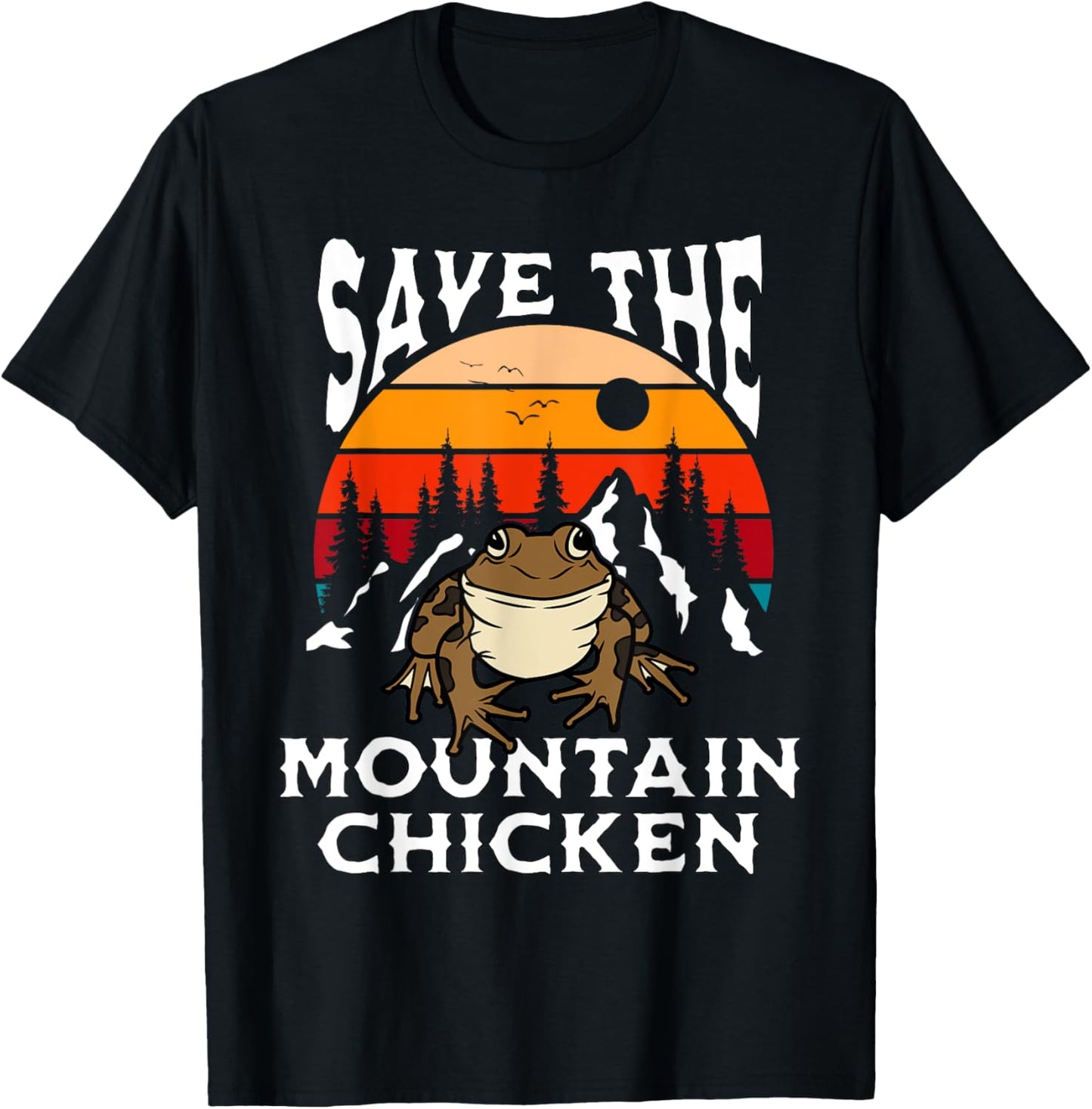 Save Mountain Chicken Frogs Retro Amphibian Pet Lover T-Shirt - T-Shirt | Black
