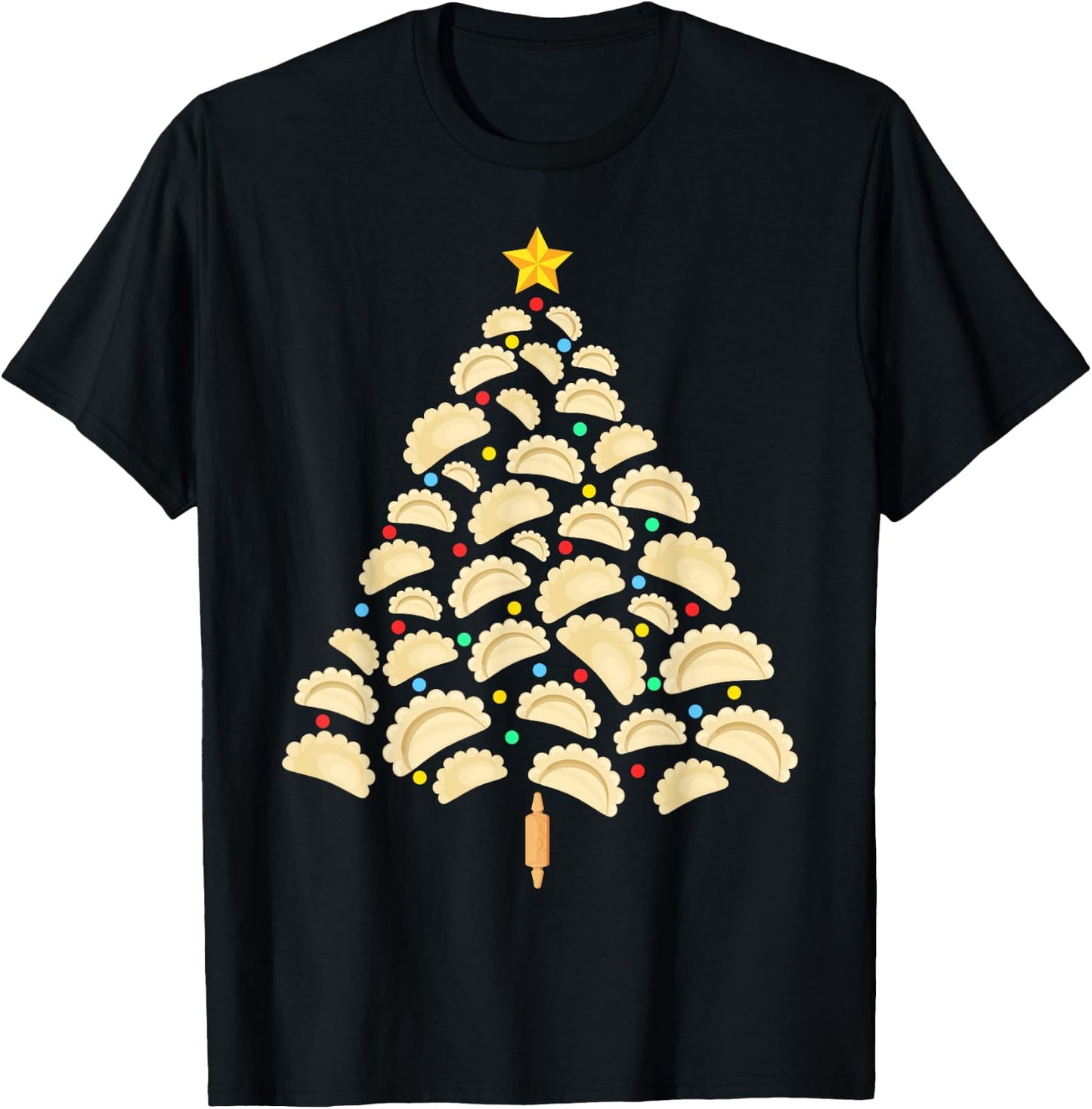 Pierogi Tree Polish Christmas Food Funny Men Women Kids T-Shirt - T-Shirt | Black