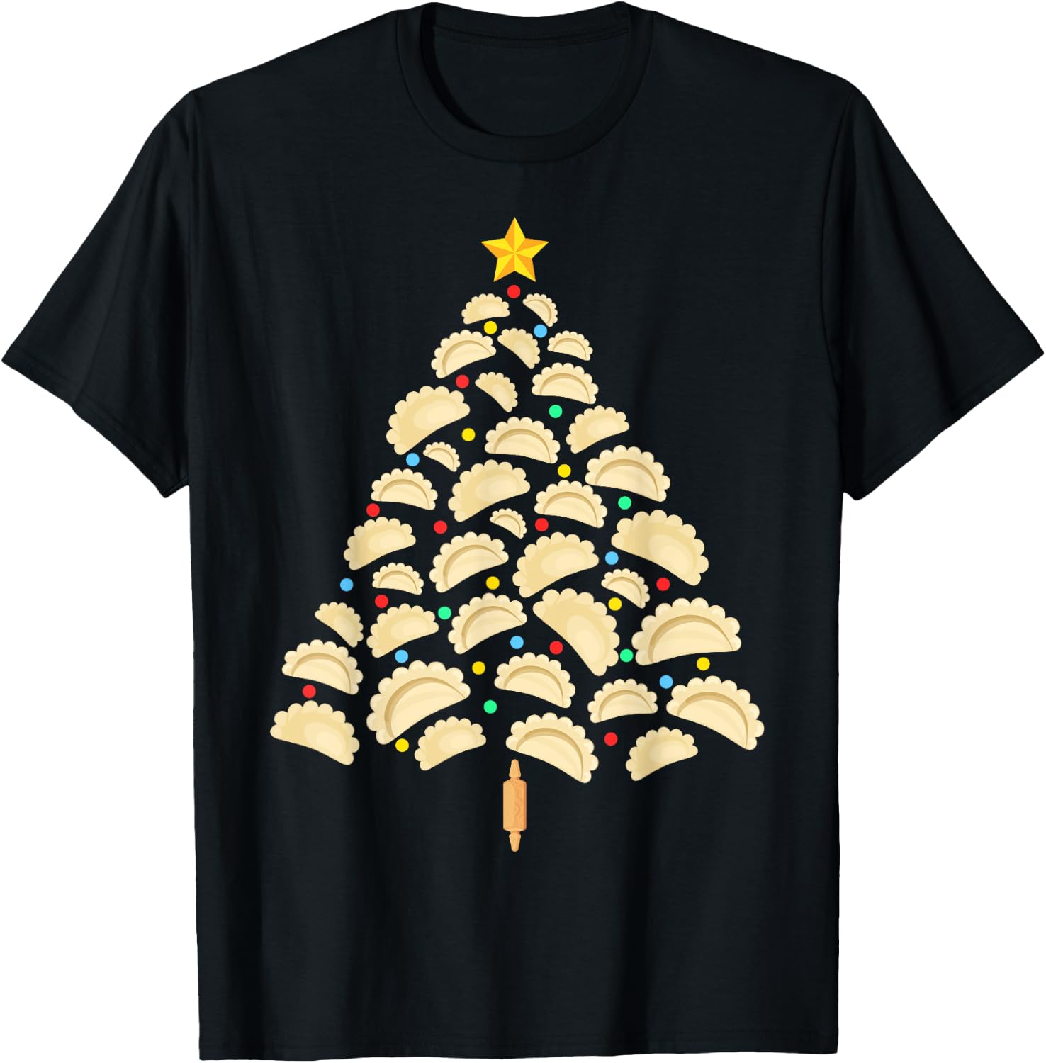 Pierogi Tree Polish Christmas Food Funny Men Women Kids T-Shirt - T-Shirt | Black